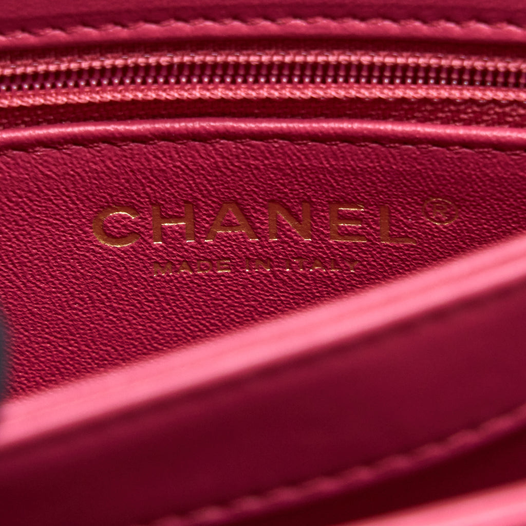 CHANEL TOP HANDLE TRENDY CC FLAP BAG LAMBSKIN PINK LGHW