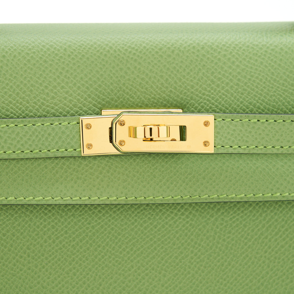 Hermes Kelly 25 Sellier Epsom vert criquet GHW