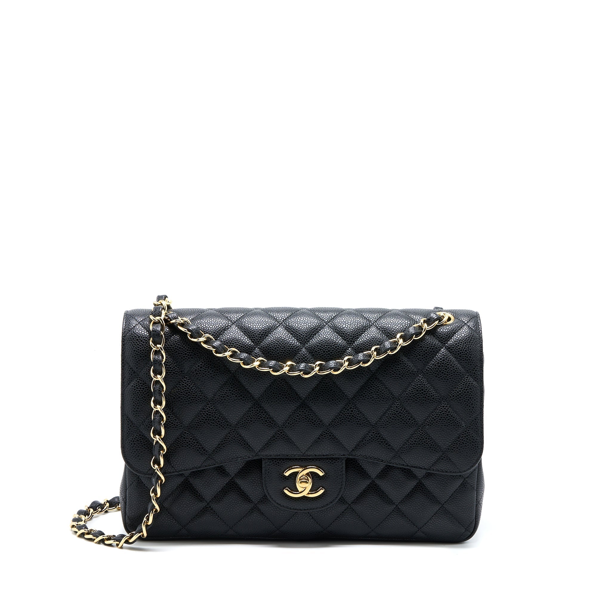 CHANEL JUMBO CLASSIC DOUBLE FLAP BAG CAVIAR BLACK GHW