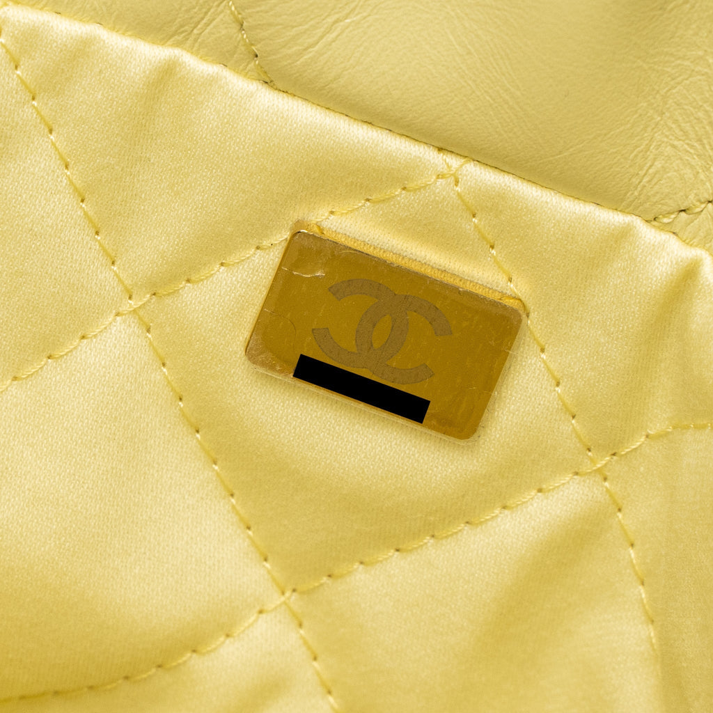 CHANEL 23S MINI 22 BAG SHINY CALFSKIN LIGHT YELLOW BRUSHED GHW (MICROCHIP)