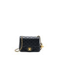 CHANEL PEARL CRUSH MINI SQUARE LAMBSKIN BLACK BRUSHED GHW (MICROCHIP)