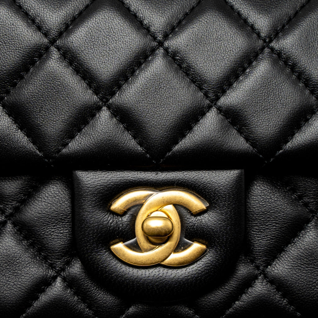 CHANEL PEARL CRUSH MINI RECTANGULAR LAMBSKIN BLACK BRUSHED GHW (MICROCHIP)