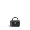 CHANEL 22A TOP HANDLE LONG VANITY CASE LAMBSKIN BLACK LGHW