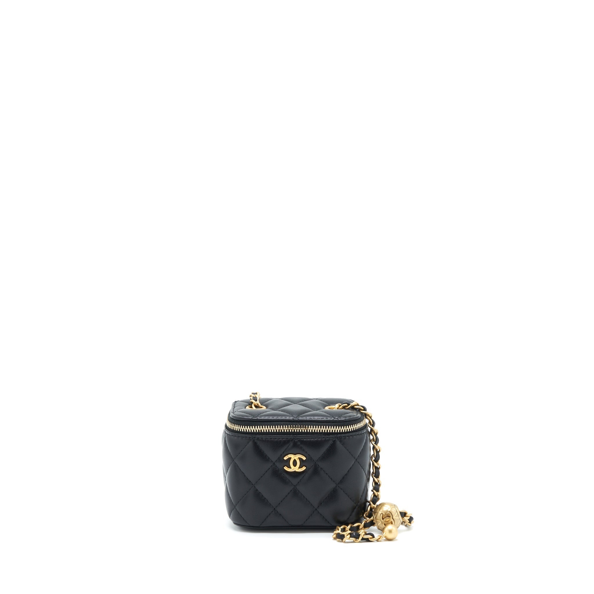 CHANEL PEARL CRUSH MINI VANITY CASE LAMBSKIN BLACK GHW