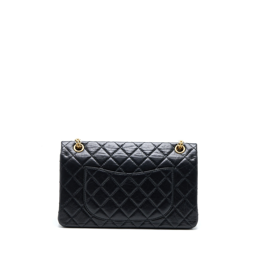 CHANEL 2.55 REISSUE 226 AGED CALFSKIN BLACK BRUSHED GHW (MICROCHIP)