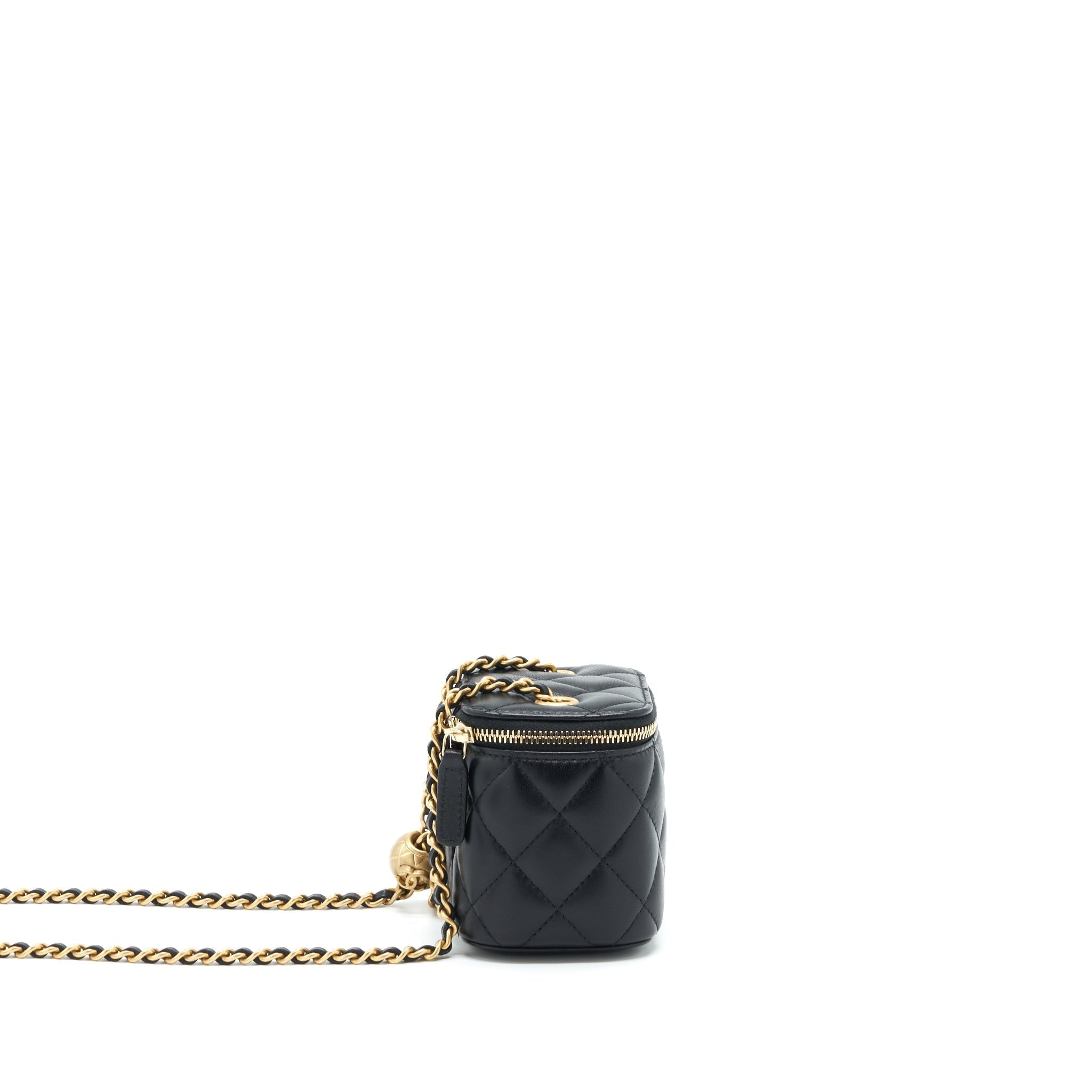 CHANEL PEARL CRUSH MINI VANITY CASE LAMBSKIN BLACK GHW