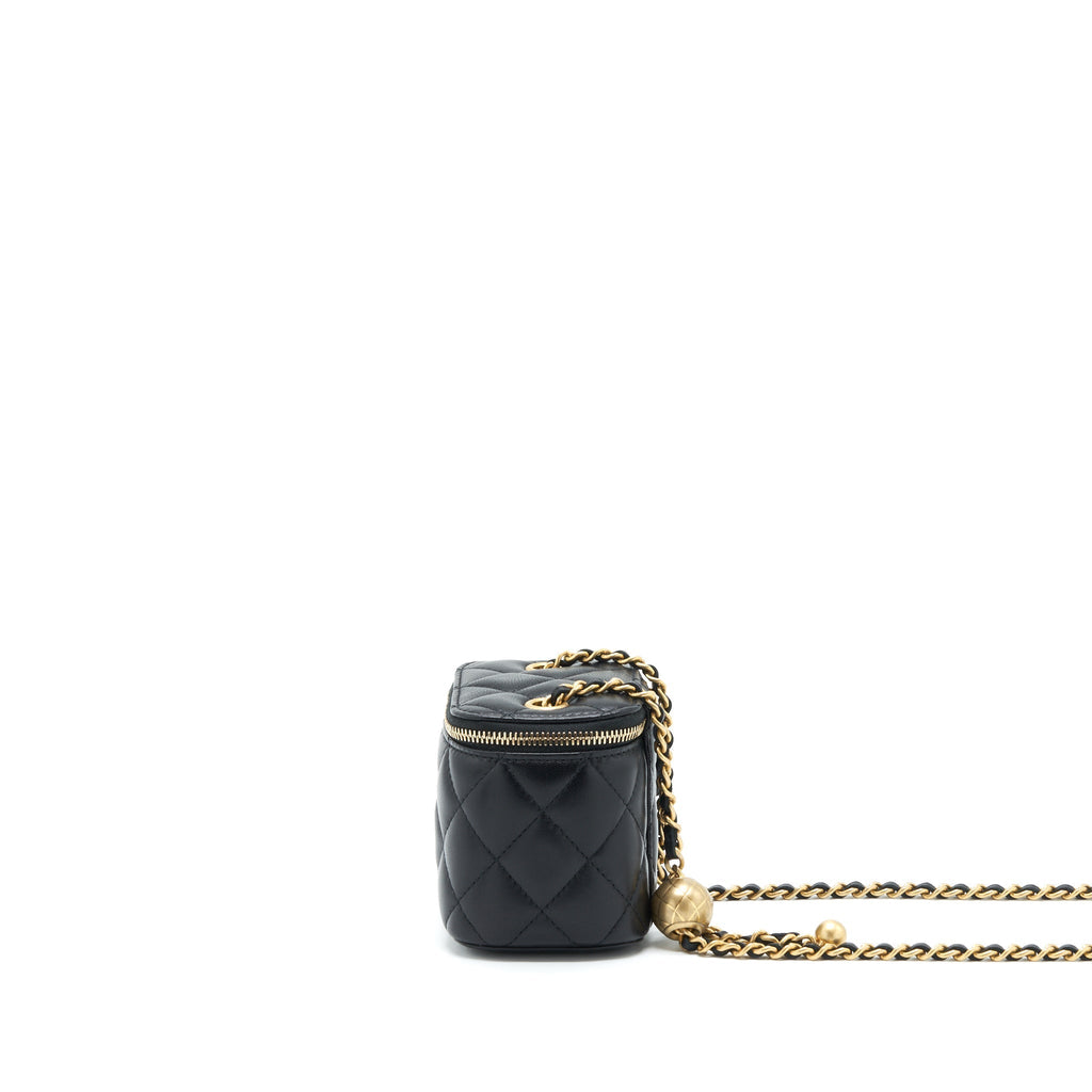 CHANEL PEARL CRUSH MINI VANITY CASE LAMBSKIN BLACK GHW
