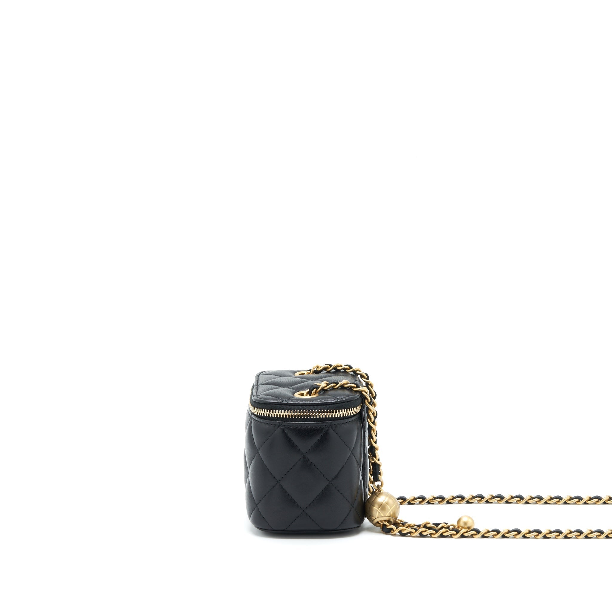 CHANEL PEARL CRUSH MINI VANITY CASE LAMBSKIN BLACK GHW