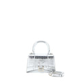 BALENCIAGA HOURGLASS XS EMBOSSED CALFSKIN SILVER SHW