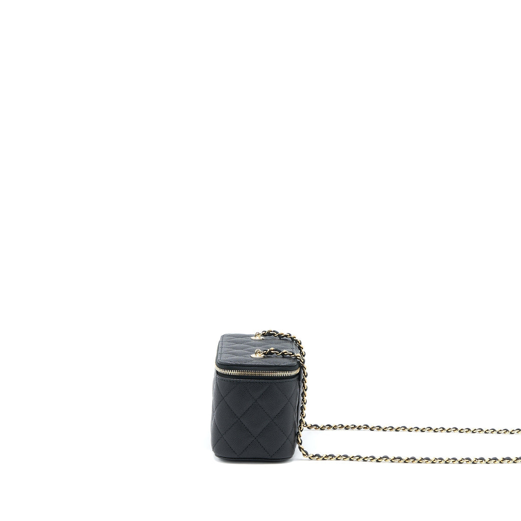 CHANEL 23C LONG VANITY WITH CHAIN CAVIAR BLACK LGHW