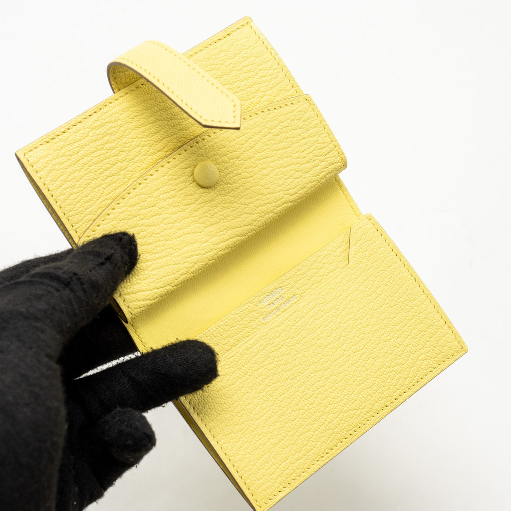 HERMES BEARN COMPACT WALLET CHÈVRE MYSORE JAUNE MILTON SHW