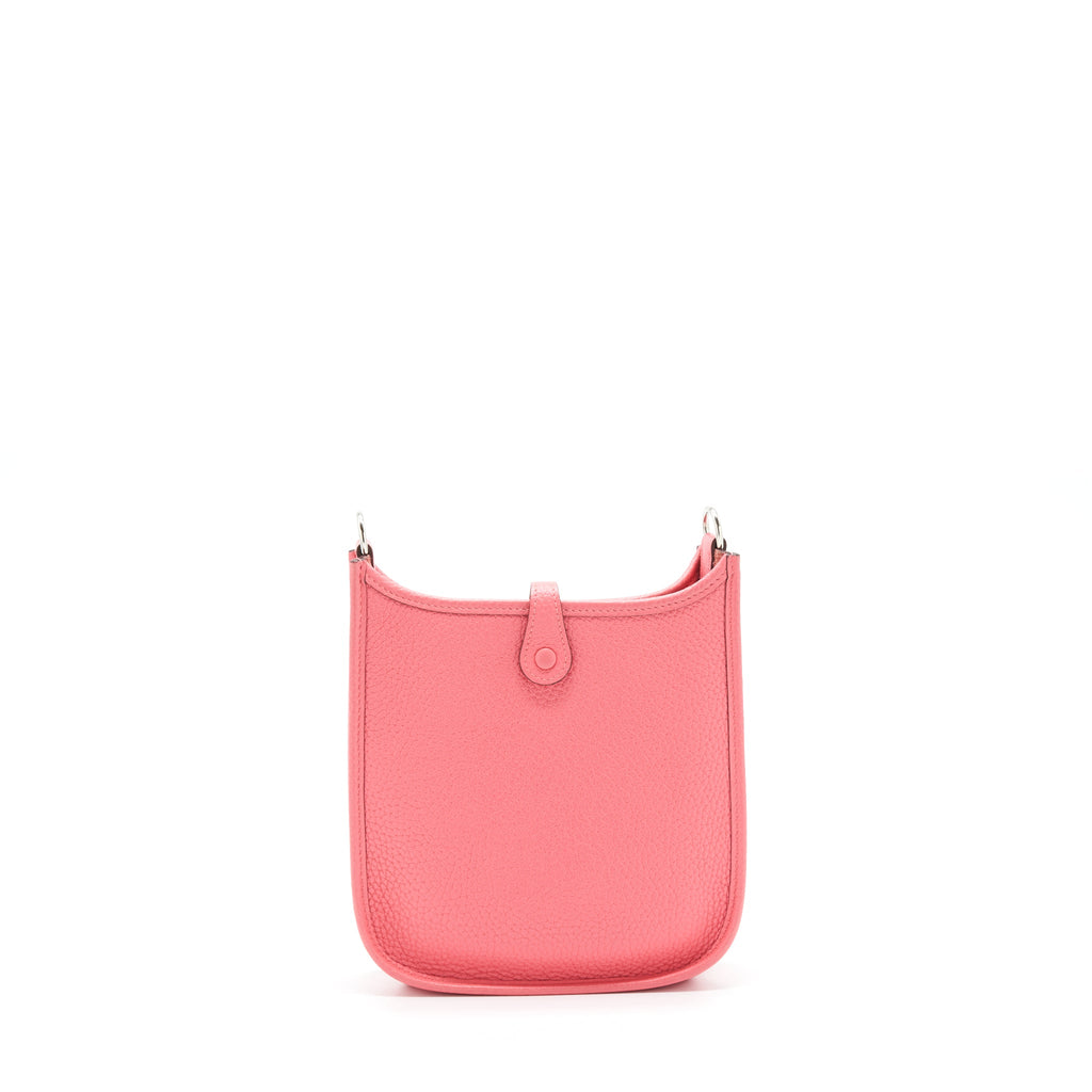 Hermes Mini Evelyne Clemence Rose Azalea / Rouge Pivoine SHW