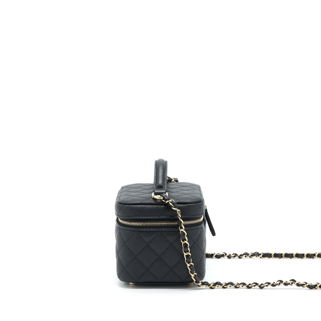 CHANEL 22S TOP HANDLE VANITY CAVIAR BLACK LGHW(MICROCHIP)