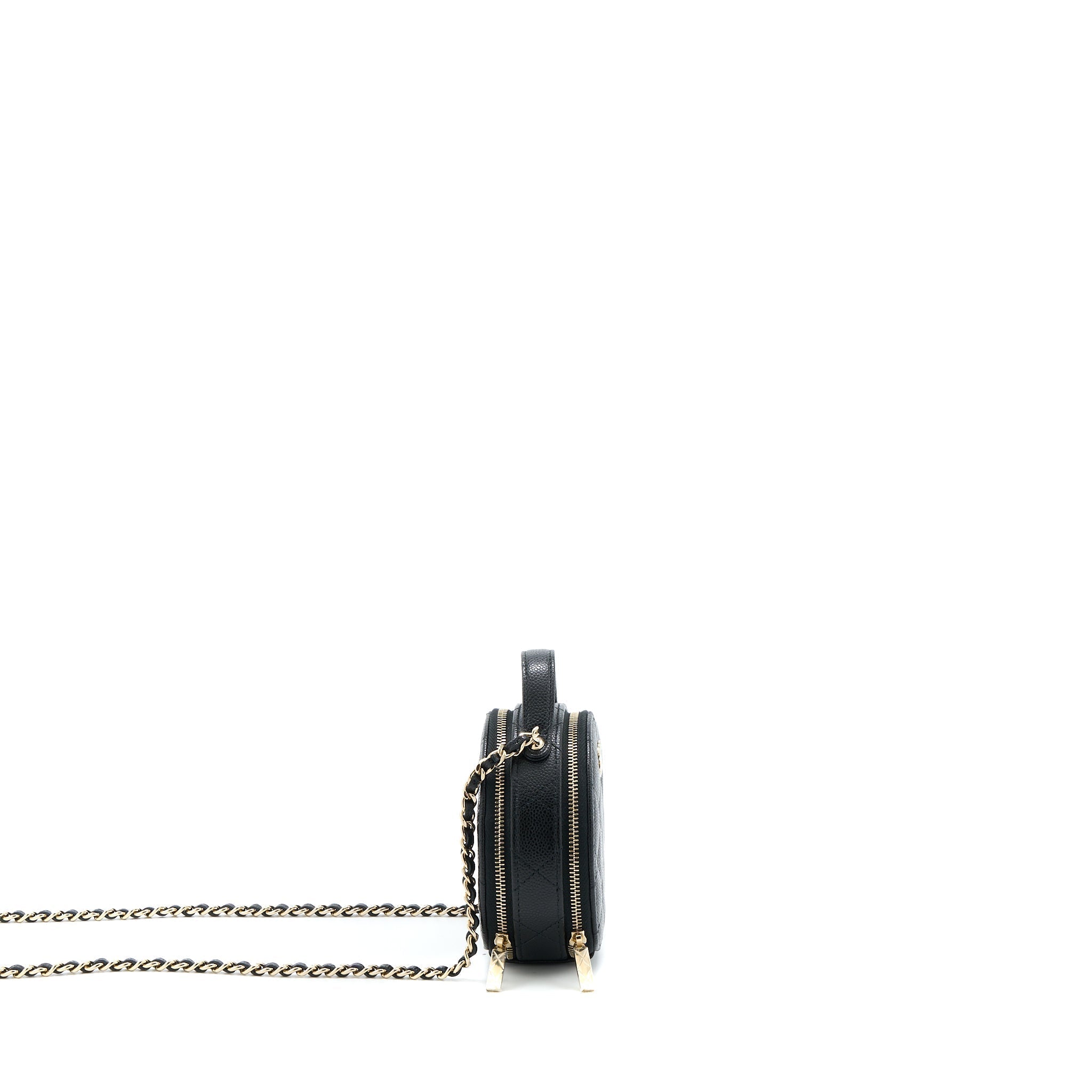 CHANEL MINI ROUND PURSE VANITY CAVIAR BLACK LGHW