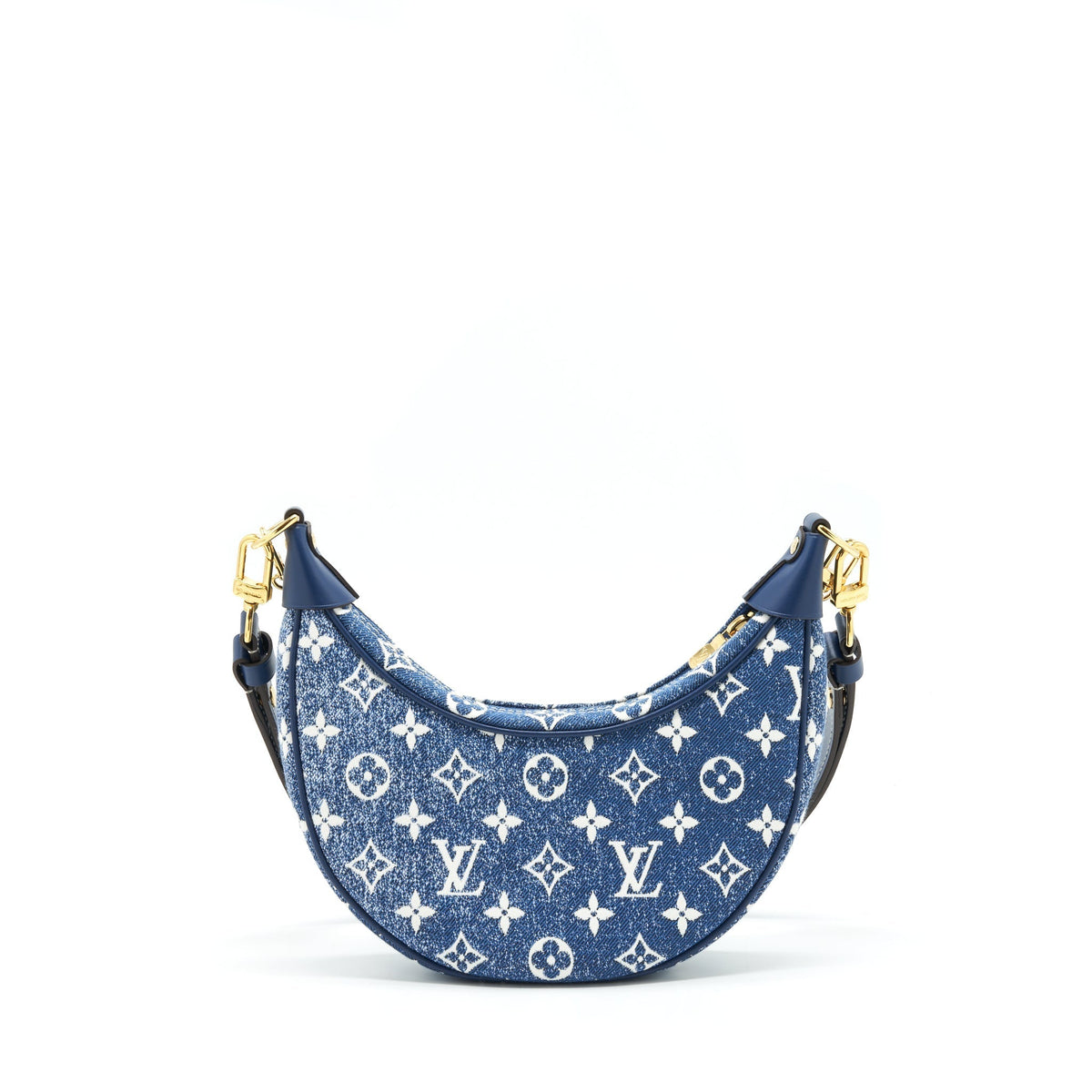 LOUIS VUITTON HALF-MOON LOOP BAGUETTE HANDBAG DENIM BLUE GHW