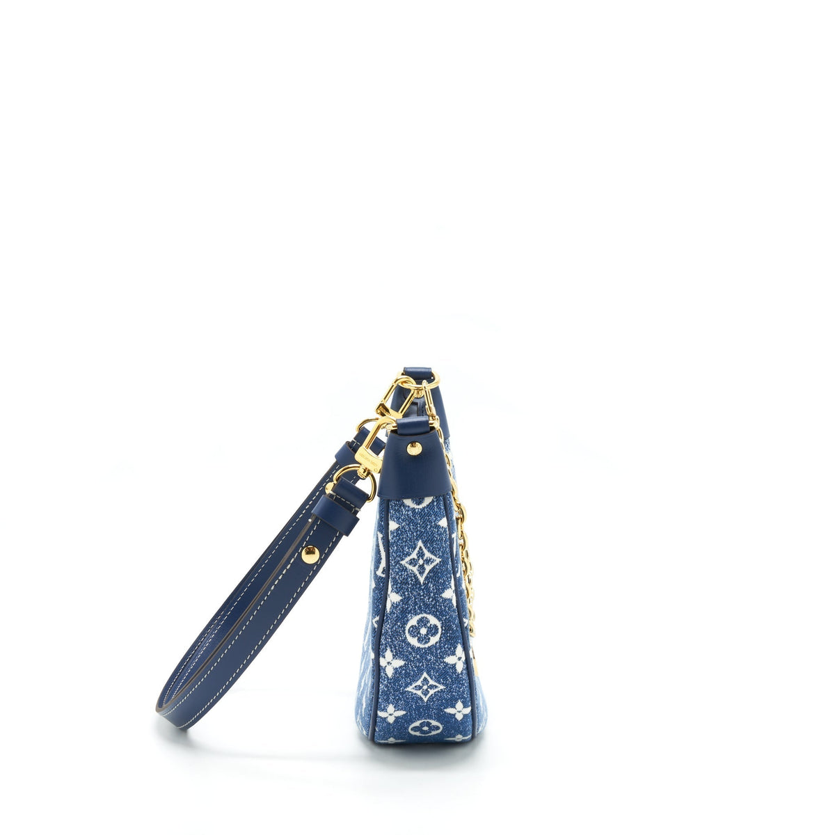 LOUIS VUITTON HALF-MOON LOOP BAGUETTE HANDBAG DENIM BLUE GHW