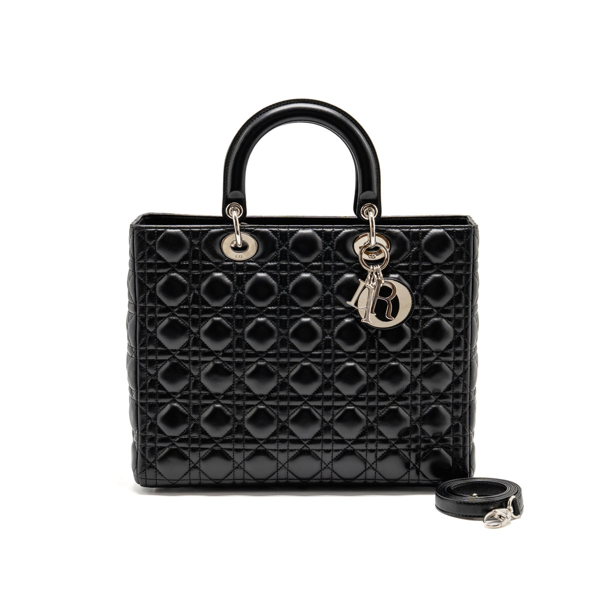 Dior large lady dior lambskin black SHW
