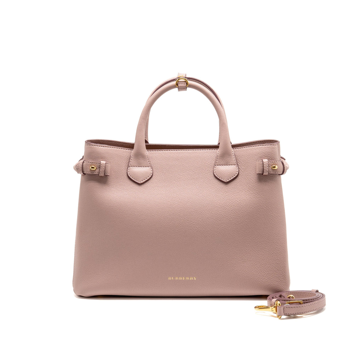 Burberry The Medium Banner Tote Bag Calfskin Pink/Multicolour GHW