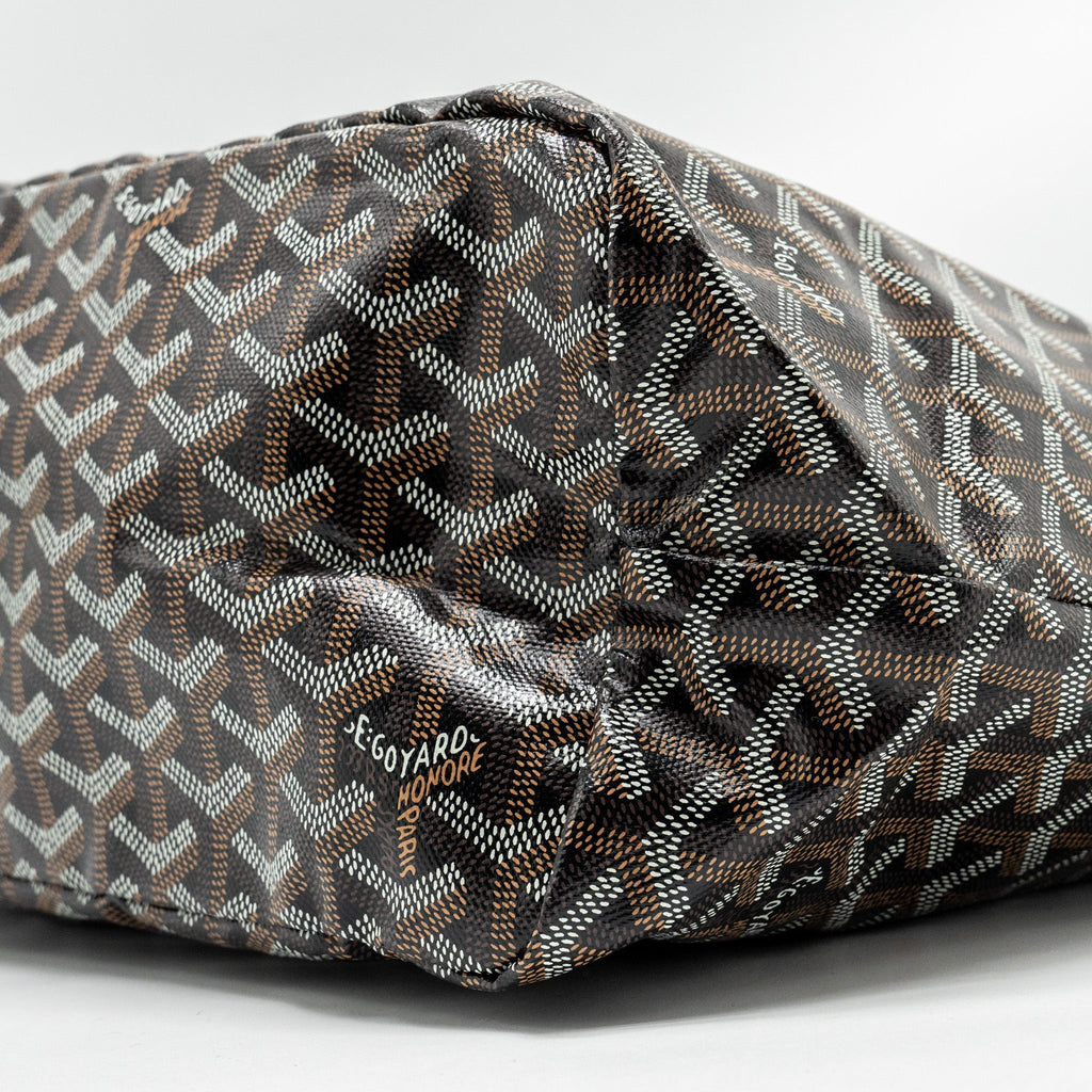 GOYARD SAINT LOUIS PM TOTE BAG GOYARDINE CANVAS/CALFSKIN BLACK SHW