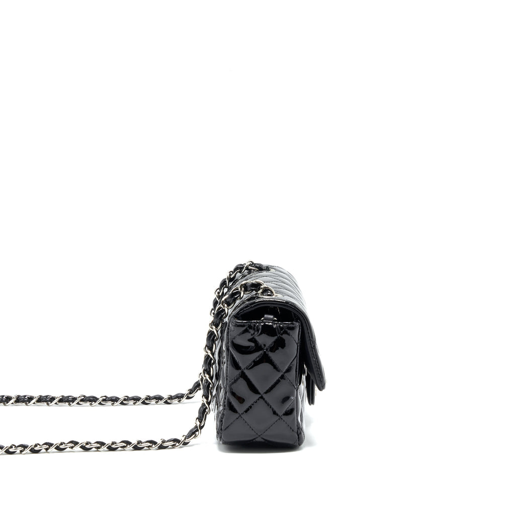 CHANEL MINI RECTANGULAR FLAP BAG PATENT LEATHER BLACK SHW