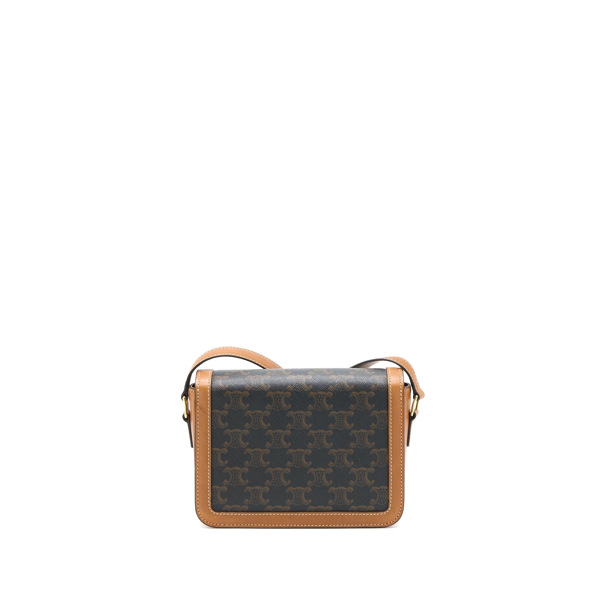 CELINE TEEN TRIOMPHE BAG IN TRIOMPHE CANVAS / NATURE CALFSKIN GHW