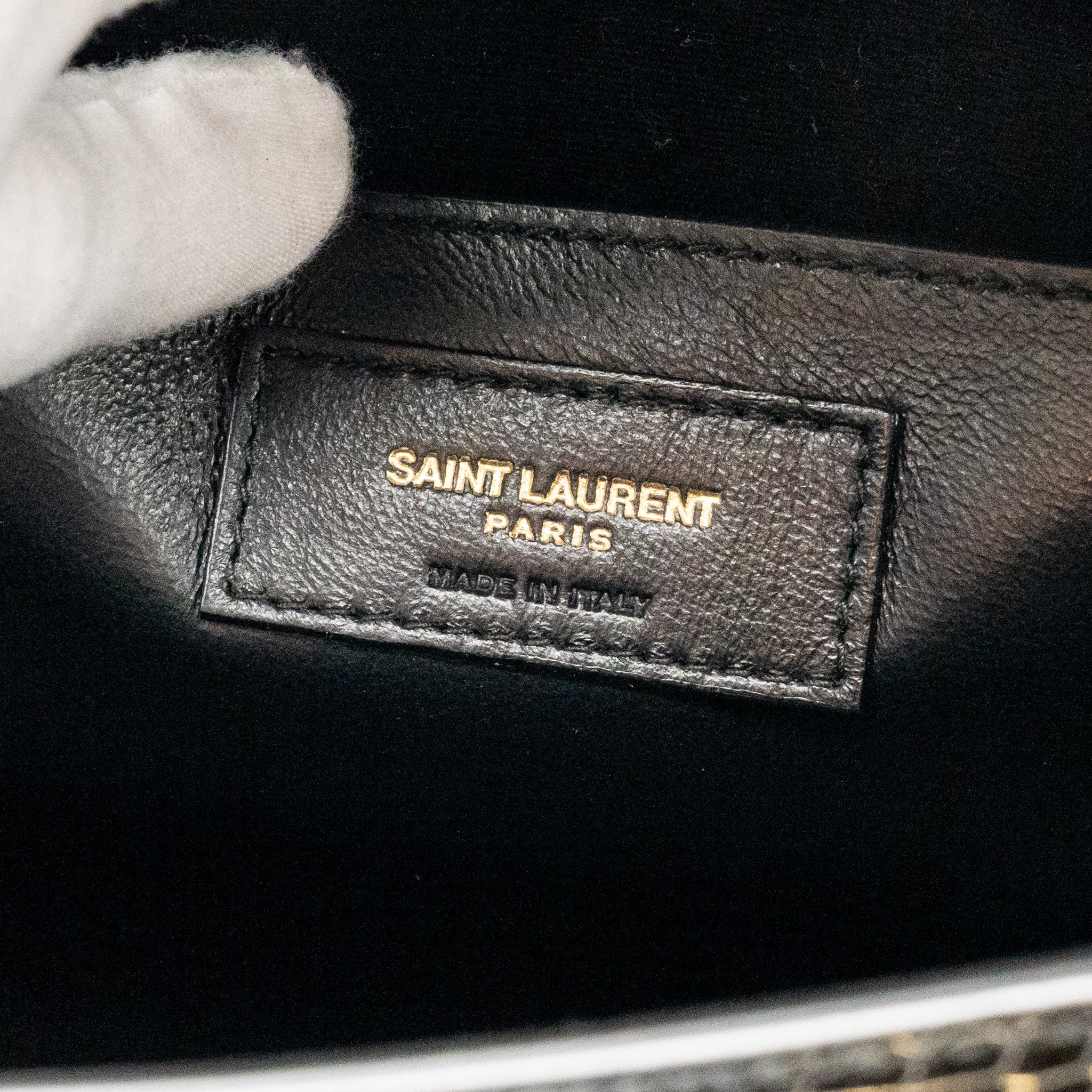 SAINT LAURENT MEDIUM MANHATTAN BAG CROC EMBOSSED CALFSKIN BLACK GHW
