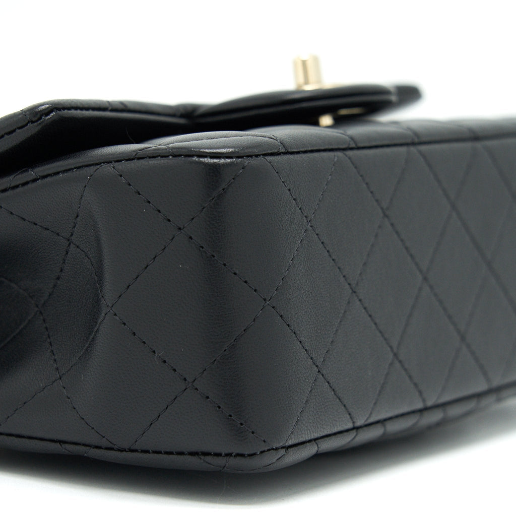 CHANEL 21K TOP HANDLE MINI RECTANGULAR FLAP BAG BLACK GHW