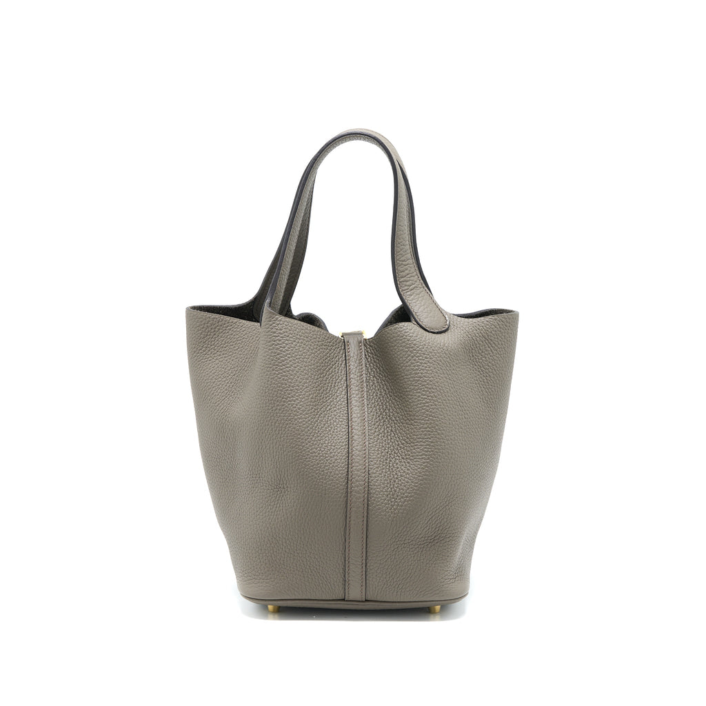 Hermes Picotin 22 Lock Bag Clemence Gris Etain GHW