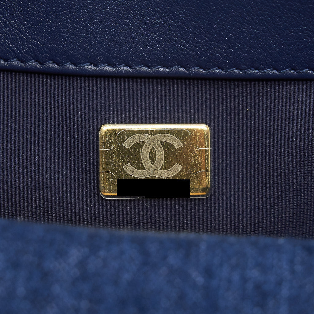 CHANEL 22P DENIM 19 BAG SMALL DARK BLUE