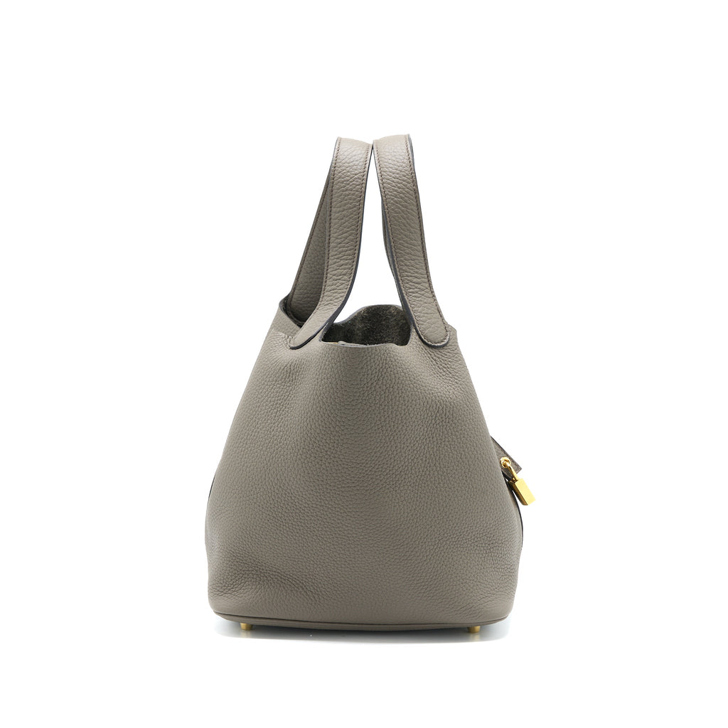 Hermes Picotin 22 Lock Bag Clemence Gris Etain GHW