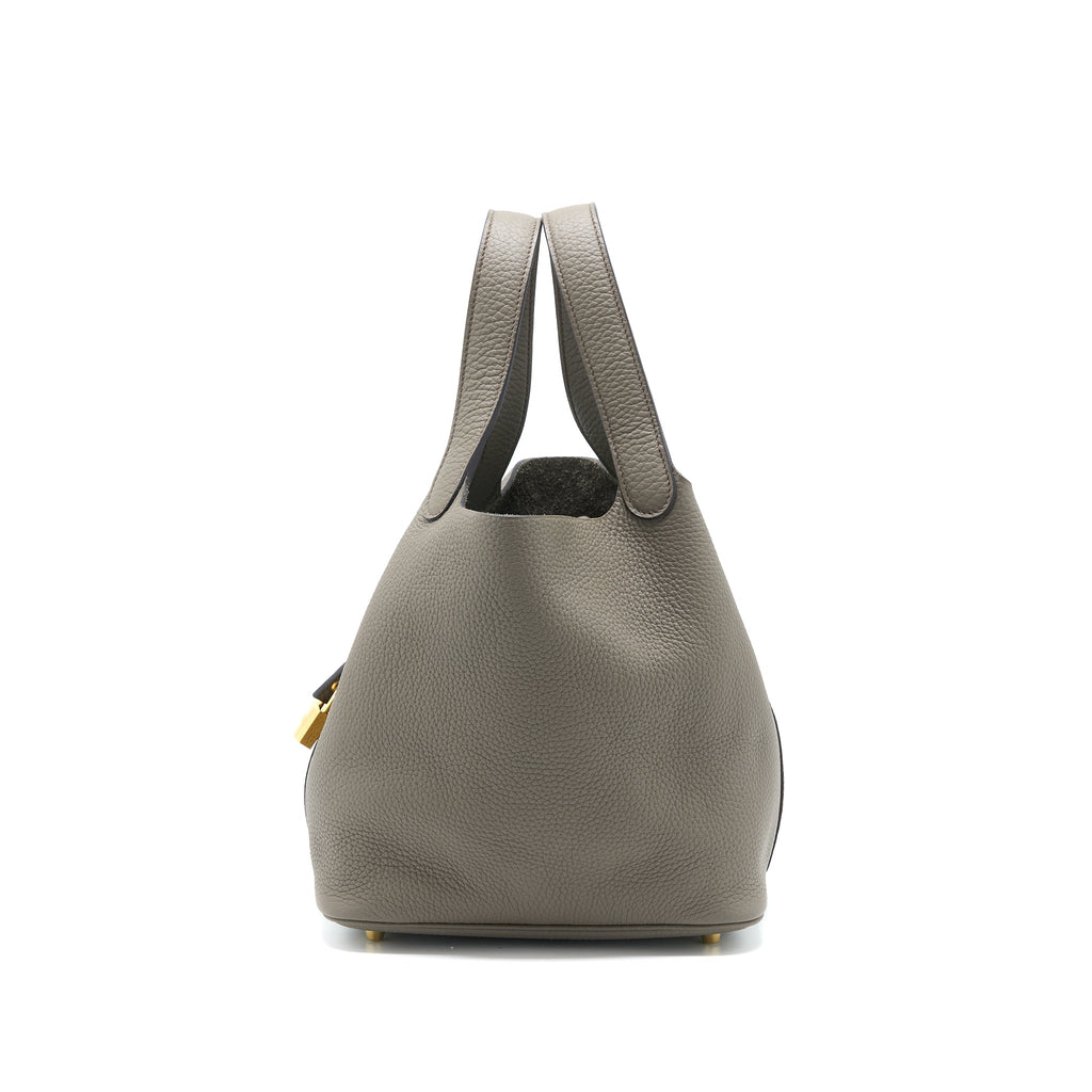 Hermes Picotin 22 Lock Bag Clemence Gris Etain GHW