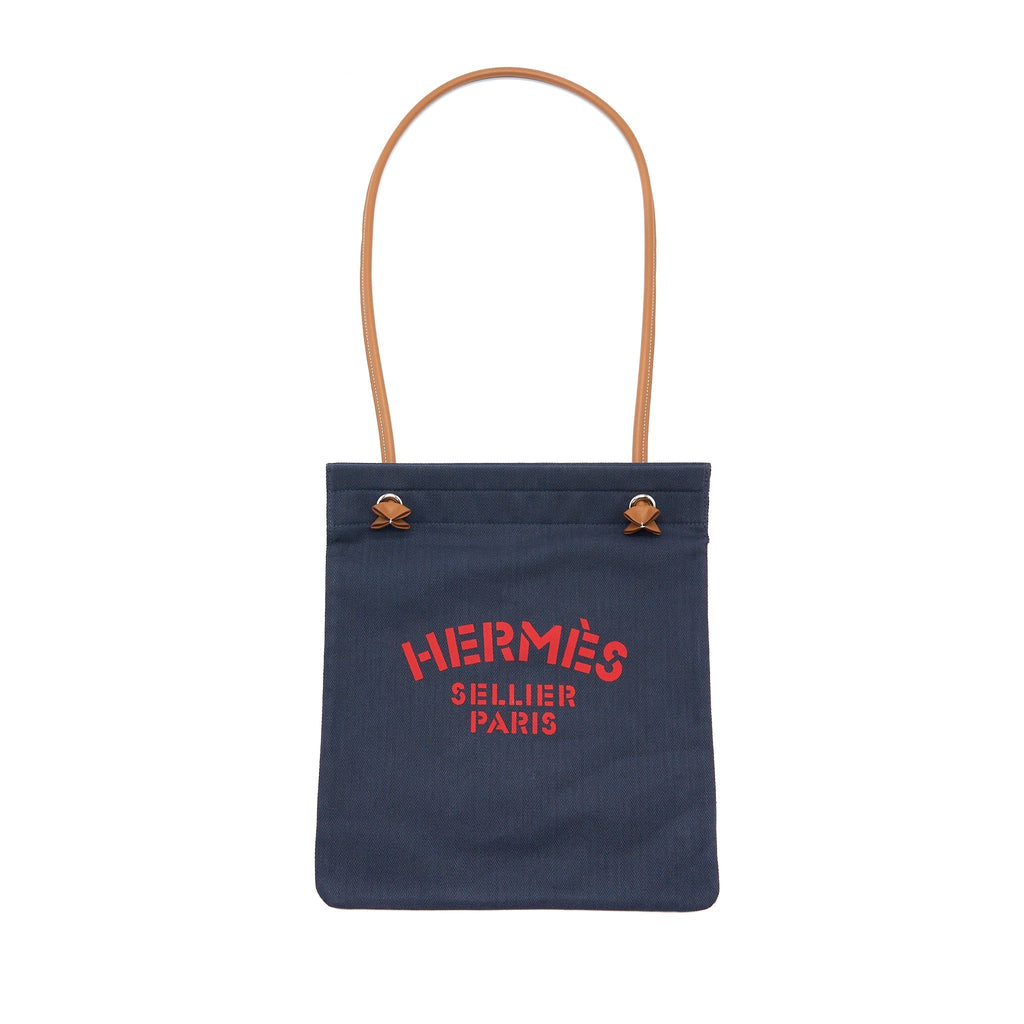HERMES ALINE GROOMING CANVAS BAG NAVY SHW
