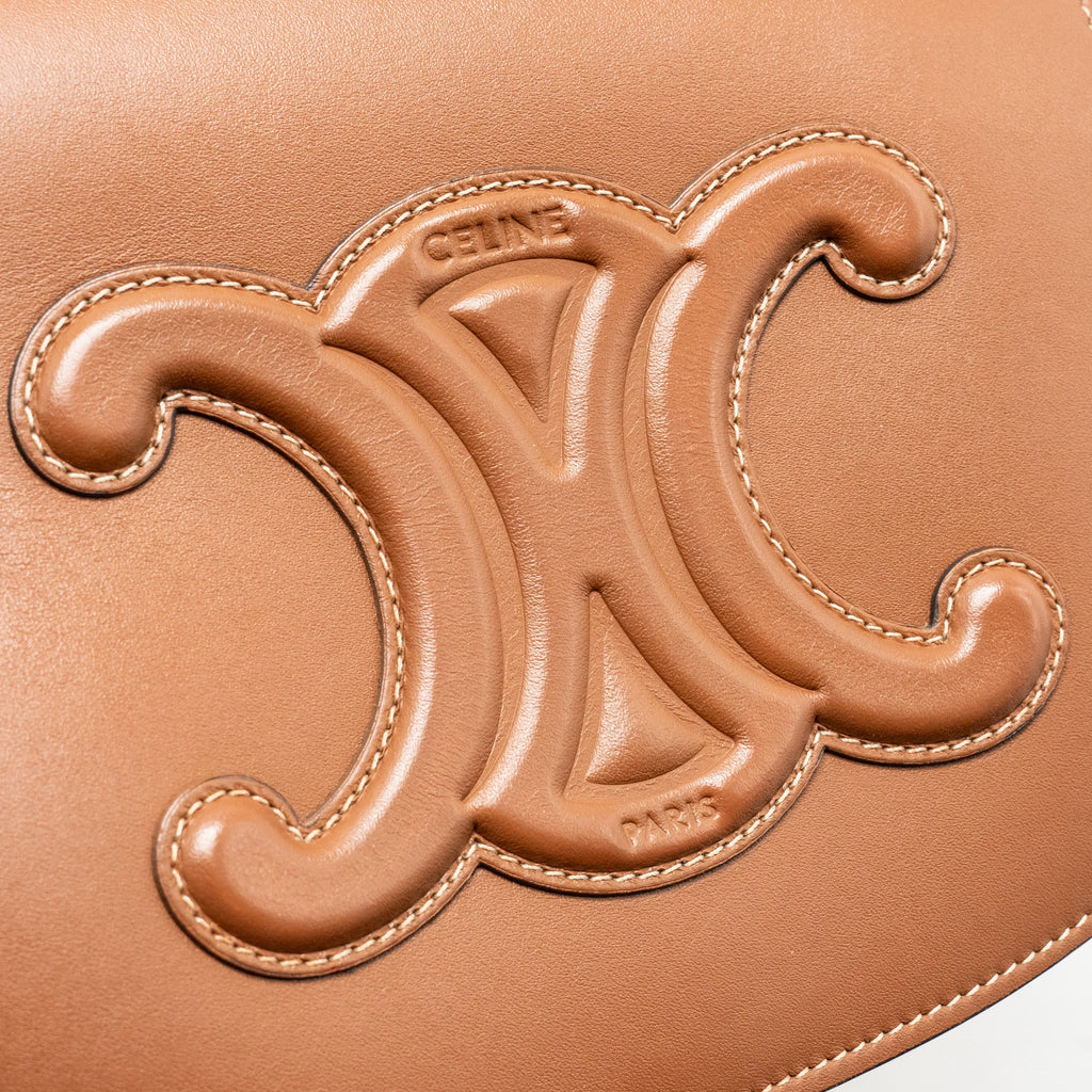 Celine Folco Cuir Triomphe Crossbody Bag Smooth Calfskin Tan GHW