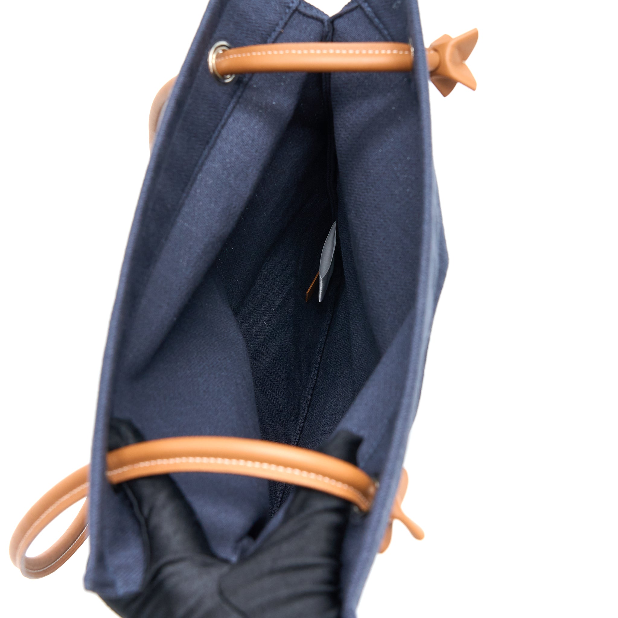 HERMES ALINE GROOMING CANVAS BAG NAVY SHW