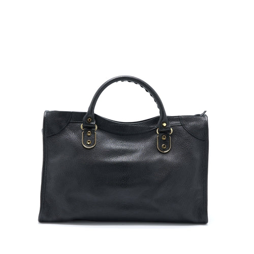 BALENCIAGA EDGE CITY BAG GOATSKIN BLACK GHW