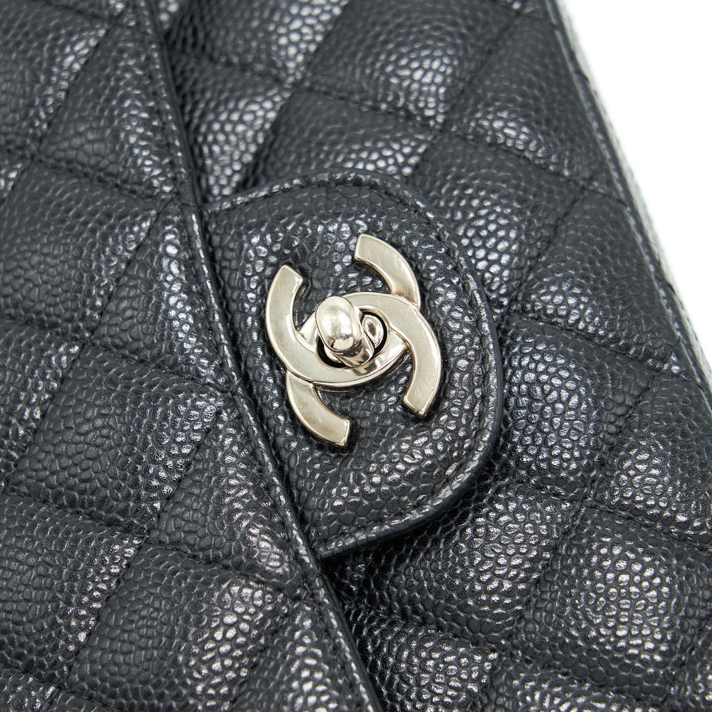 CHANEL MEDIUM CLASSIC DOUBLE FLAP CAVIAR BLACK SHW SERIAL 12