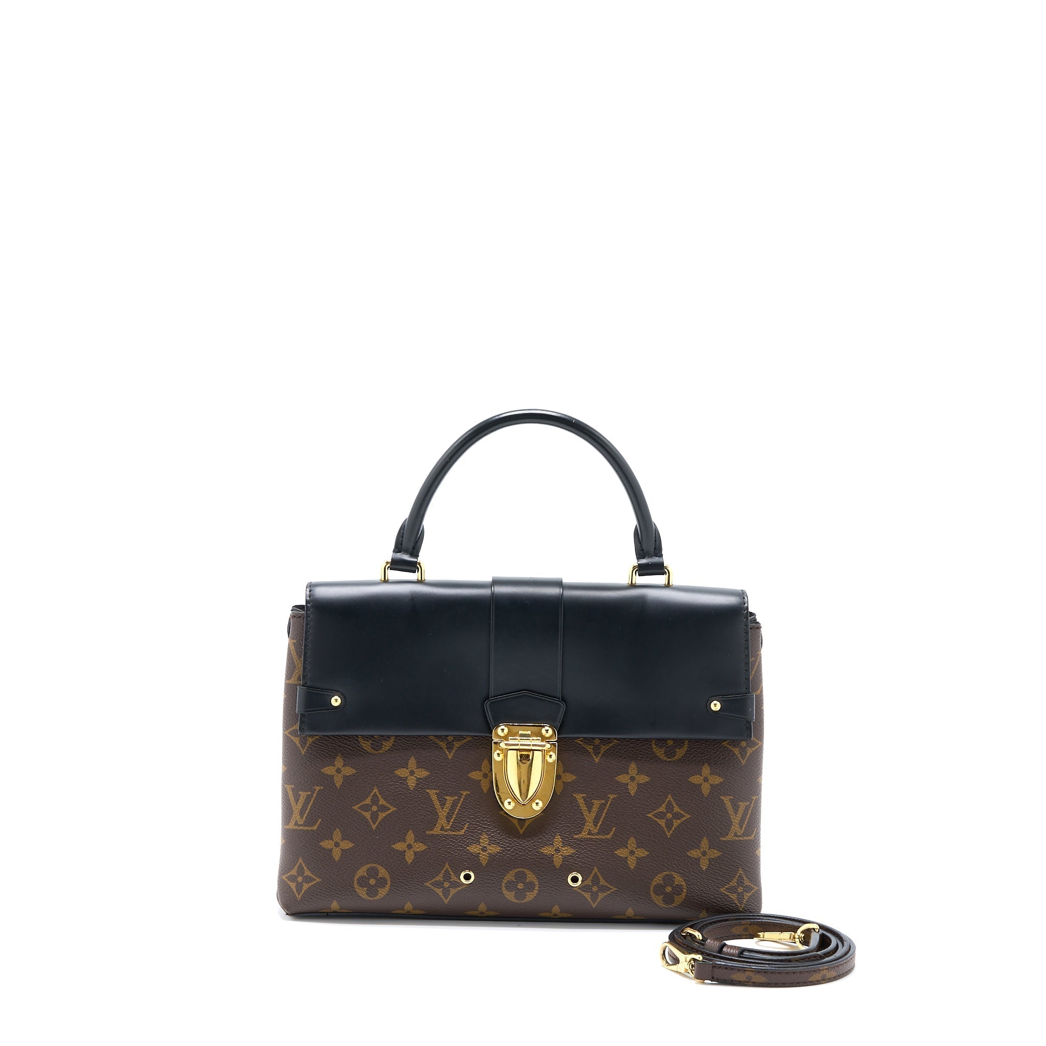 LOUIS VUITTON ONE HANDLE FLAP BAG MM MONOGRAM CANVAS/BLACK GHW