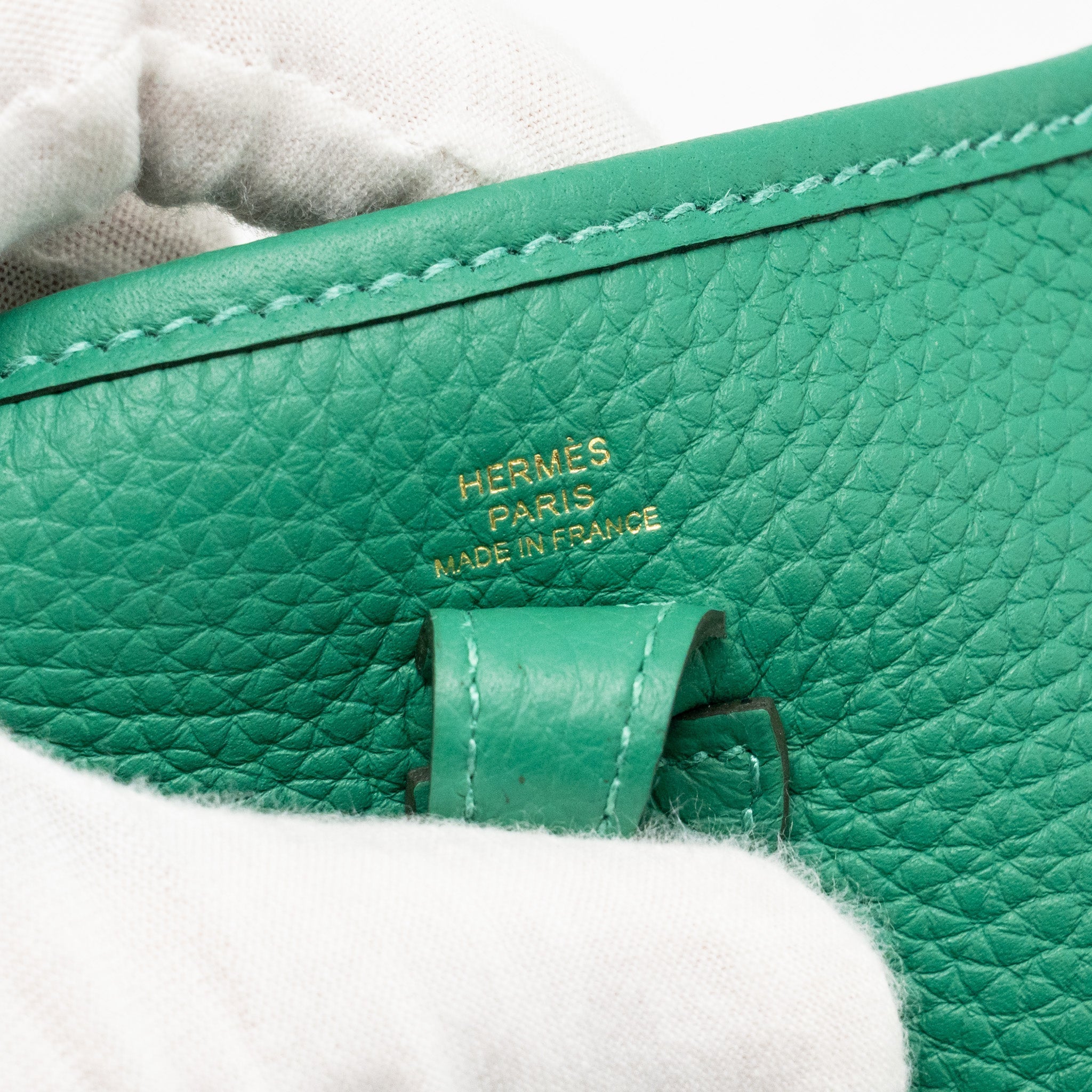 HERMES MINI EVELYNE CLEMENCE VERT VERTIGO GHW
