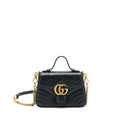 GUCCI GG MARMONT MINI TOP HANDLE BAG BLACK GHW