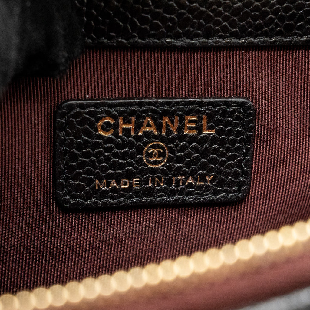 CHANEL CLASSIC ZIPPED POUCH CAVIAR BLACK LGHW
