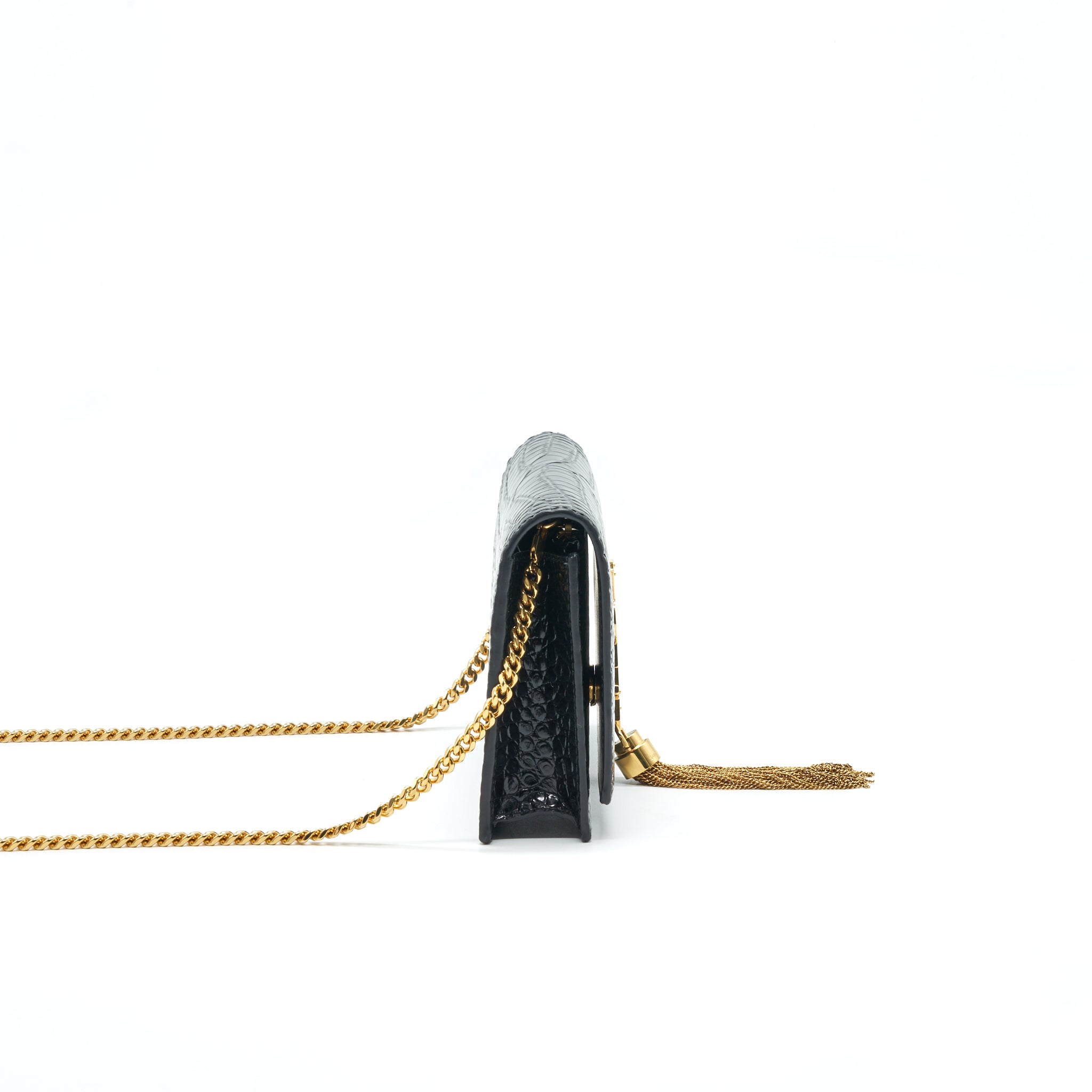 SAINT LAURENT /YSL KATE SMALL CHAIN WALLET WITH TASSEL BLACK GHW