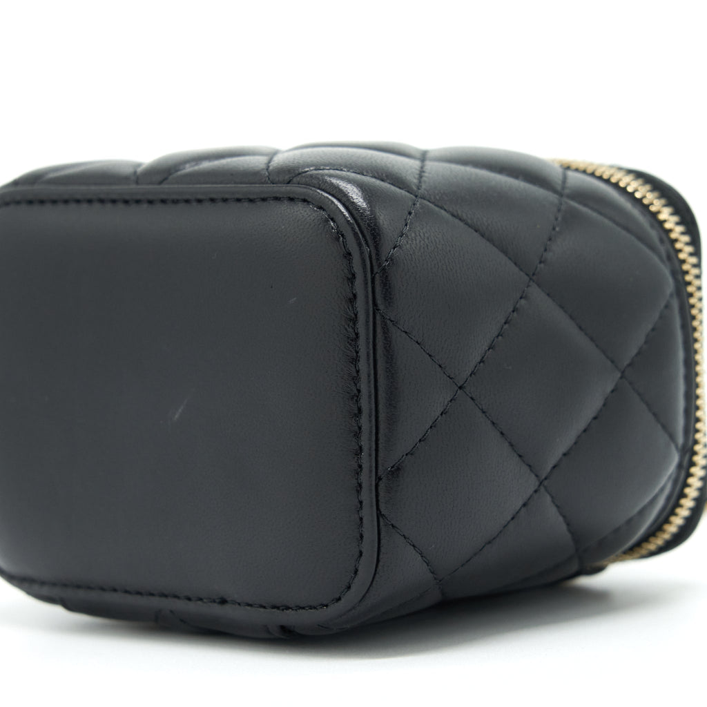 CHANEL PEARL CRUSH MINI VANITY CASE LAMBSKIN BLACK GHW