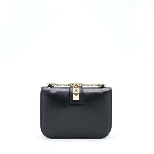 VALENTINO SMALL ROCKSTUD CROSSBODY BAG WITH CHAIN BLACK LGHW