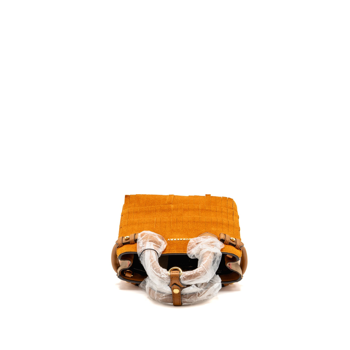 Burberry The Mini Banner Tote Bag Fringe Suede Caramel/Multicolour GHW