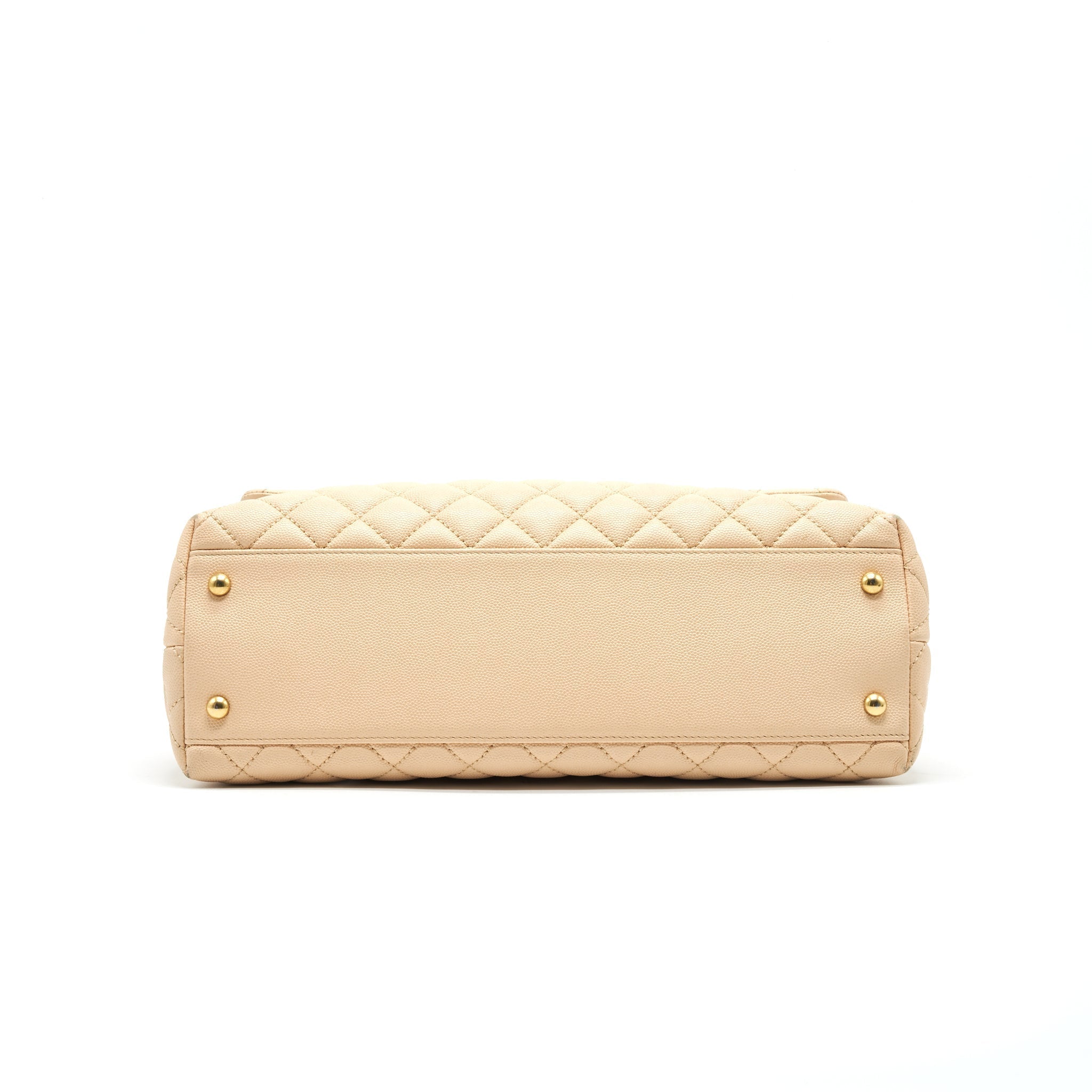 CHANEL CAVIER LARGE COCO HANDLE FLAP BAG BEIGE GHW
