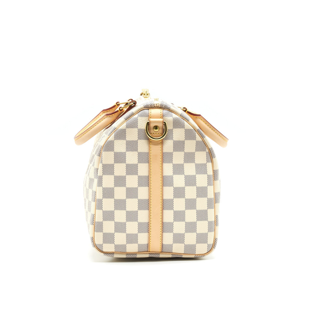 LOUIS VUITTON SPEEDY 30 WITH STRAP DAMIER AZUR CANVAS