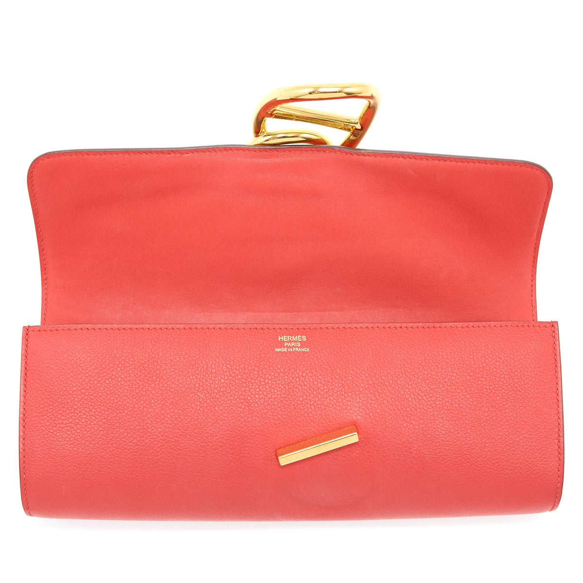 Hermes Egee Clutch Orange Red GHW