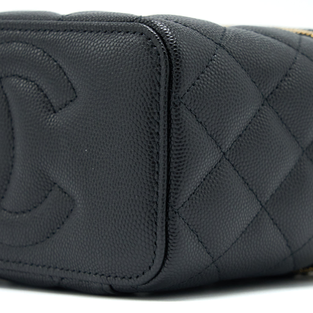 CHANEL LONG VANITY WITH CHAIN CAVIAR BLACK LGHW (MICROCHIP)