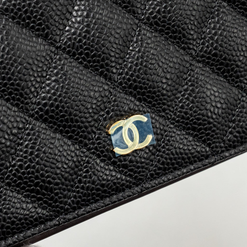 CHANEL CLASSIC CC LONG WALLET CAVIAR BLACK GHW
