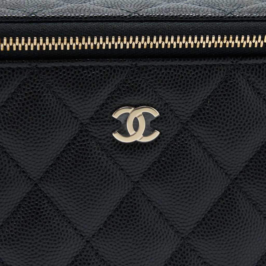 CHANEL LONG VANITY WITH CHAIN CAVIAR BLACK LGHW (MICROCHIP)